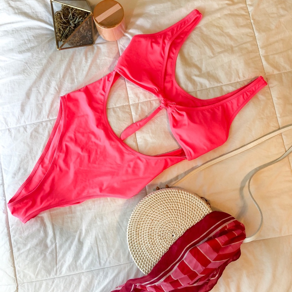 Hot Pink Open Stomach Bikini